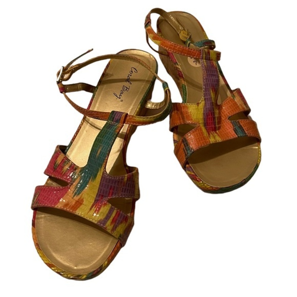 Coral Bay Multicolored Wedge Shoes Size 7M